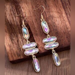 Elegant Gold and Iridescent Earrings